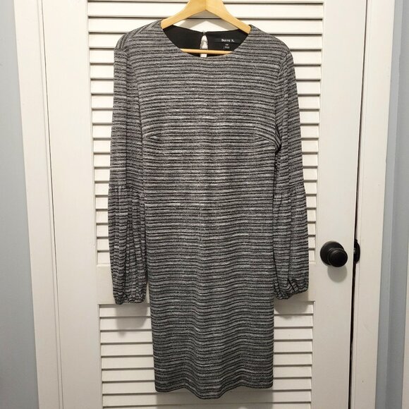 Suite 7 Women's Shift Dress 14 Petite Metallic Black, Silver, Gray Like … - Picture 2 of 8